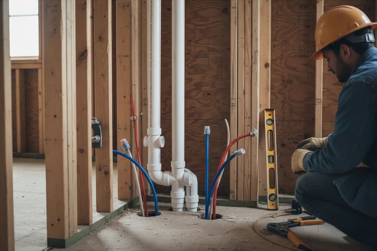 Drain and supply rough-in during Leak Detection in Eldon