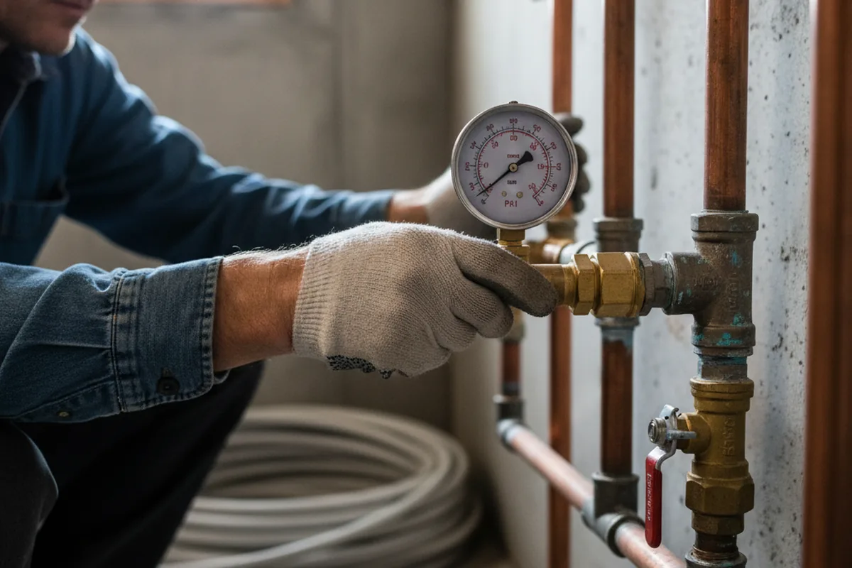 Pressure testing a repaired line during Water Line Repair in Eldon
